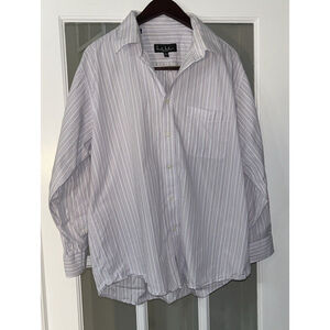 Nicole Miller Men’s L 16.5 32-33 Purple Stripe Long Sleeve Shirt